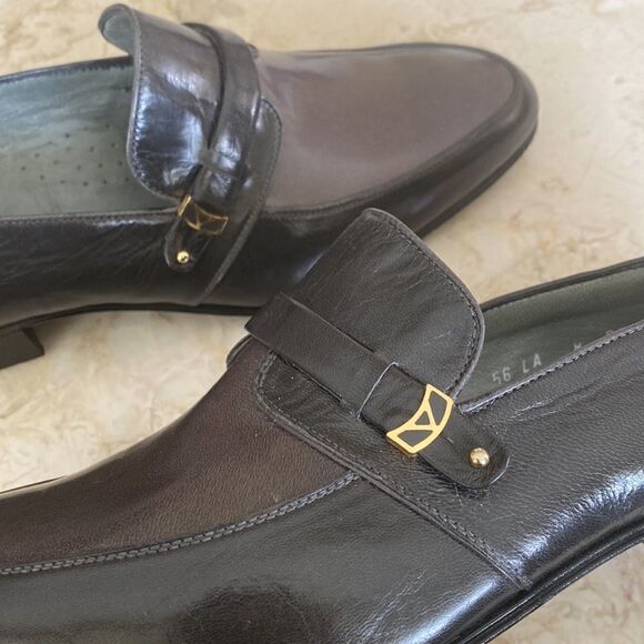 New!  Stemar Made in Italy Grey Leather Dress Loafers Vintage New Old Stock - Picture 5 of 13